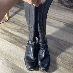 Black Leather Knee High Biker Boots Men’s 9.5